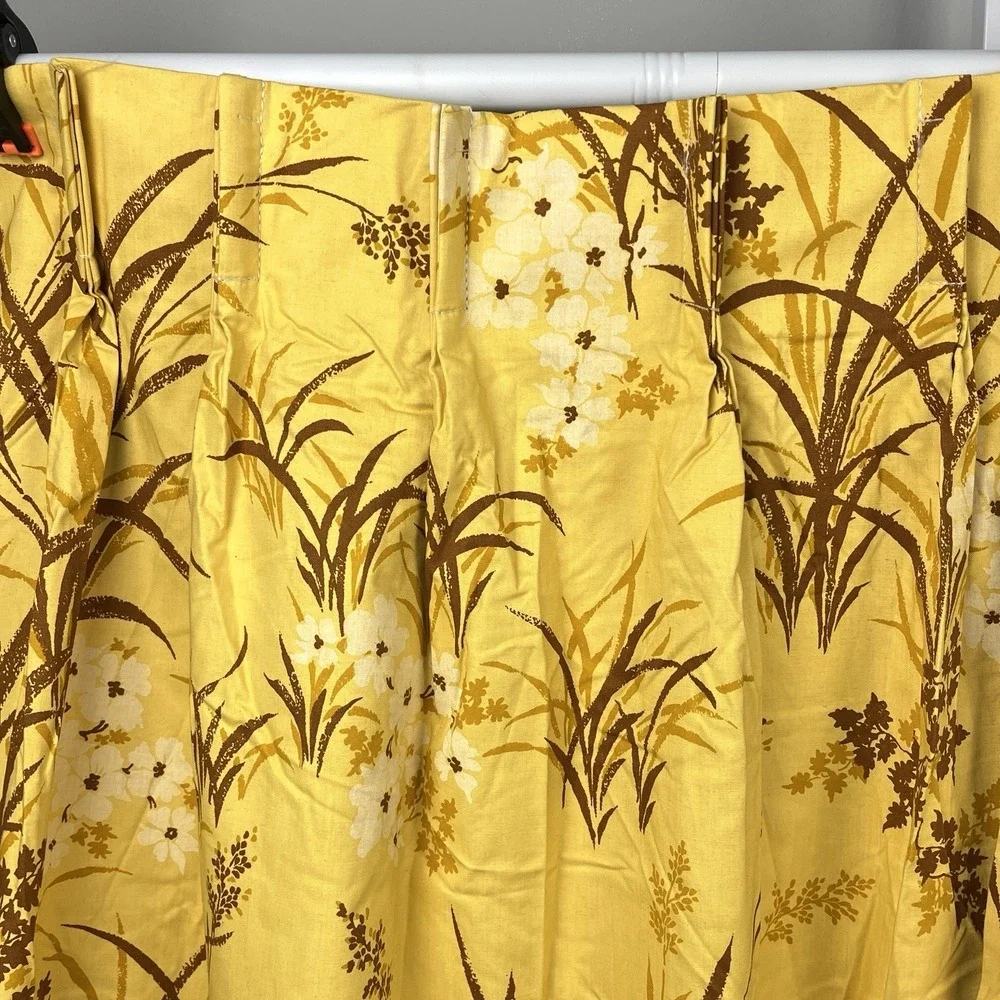 VTG‎ Sears Pinch Pleat Curtain Panels Thermalgard Gold Yellow Floral Cottagecore
